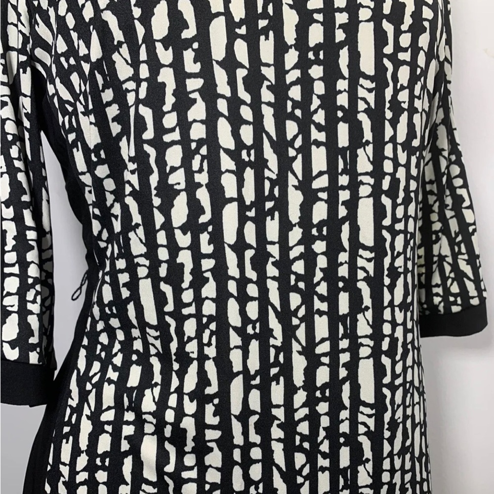 Emma & Michele Shift Dress Black & White Patterned 3/4 Sleeve US Med UK 12-14 - Picture 11 of 13